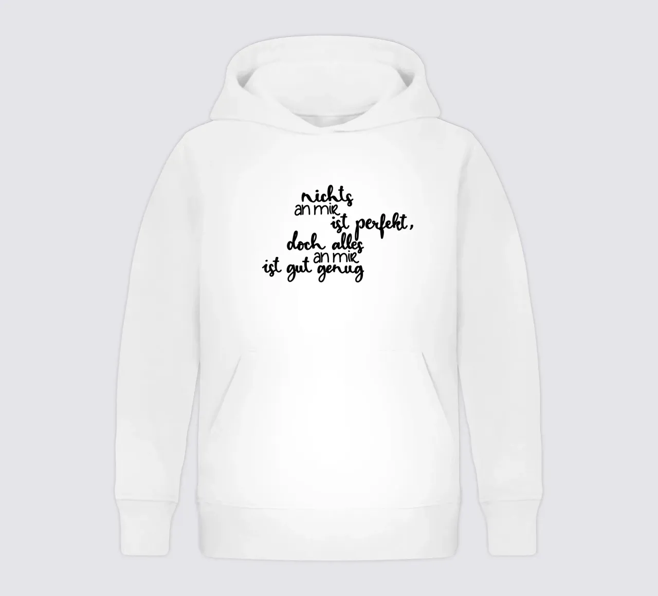 Perfekt unperfekt felpa bambino con cappuccio da Letters of Love