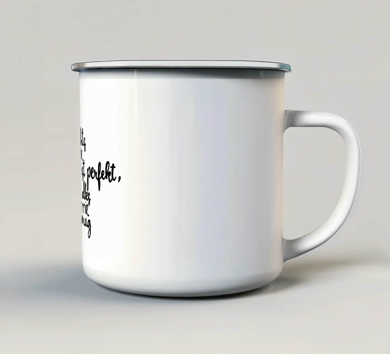 Perfekt unperfekt mug en émail de Letters of Love