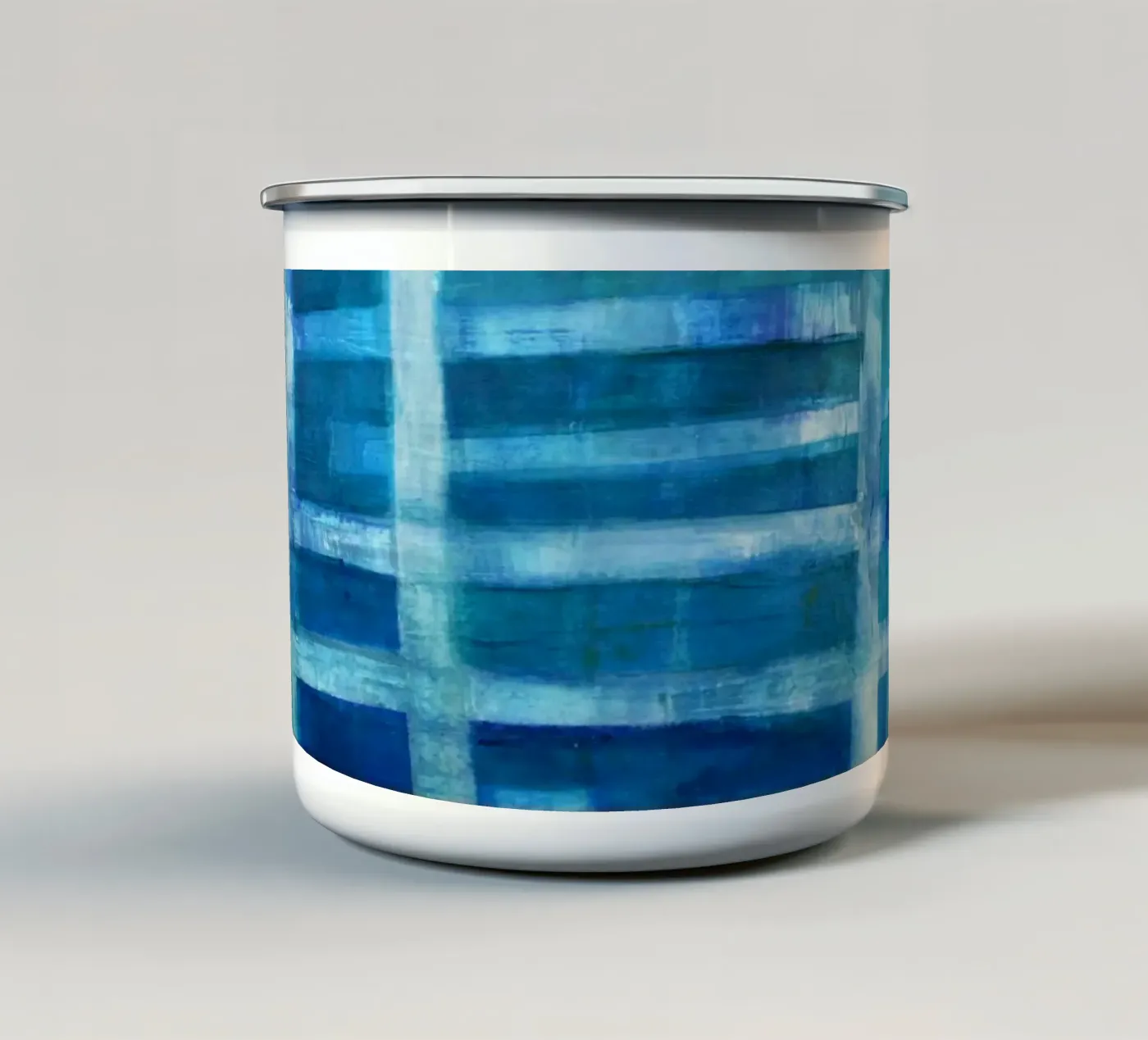 Perspective enamel mug by Anita Gewald