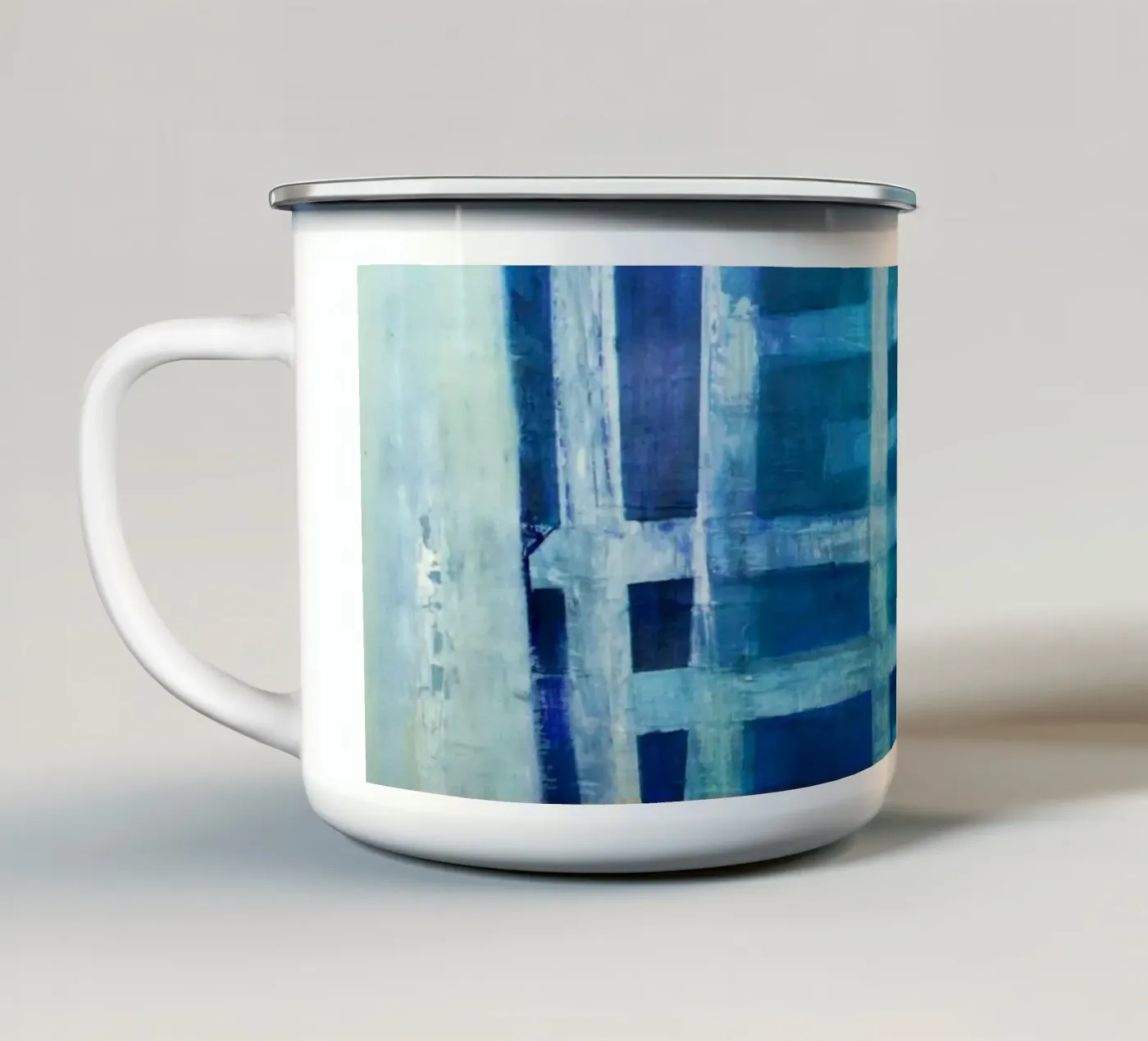 Perspective enamel mug by Anita Gewald
