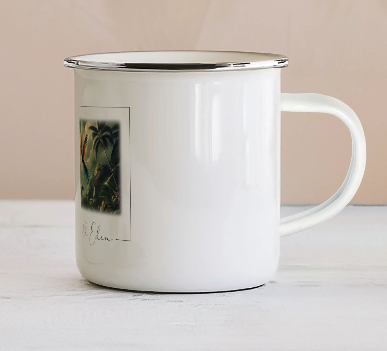 UCCELLO DEL PARADISO tazza in smalto da RUBIANT ART
