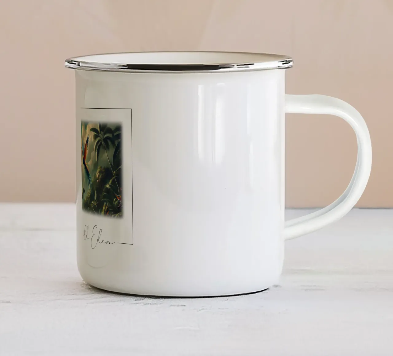 UCCELLO DEL PARADISO tazza in smalto da RUBIANT ART