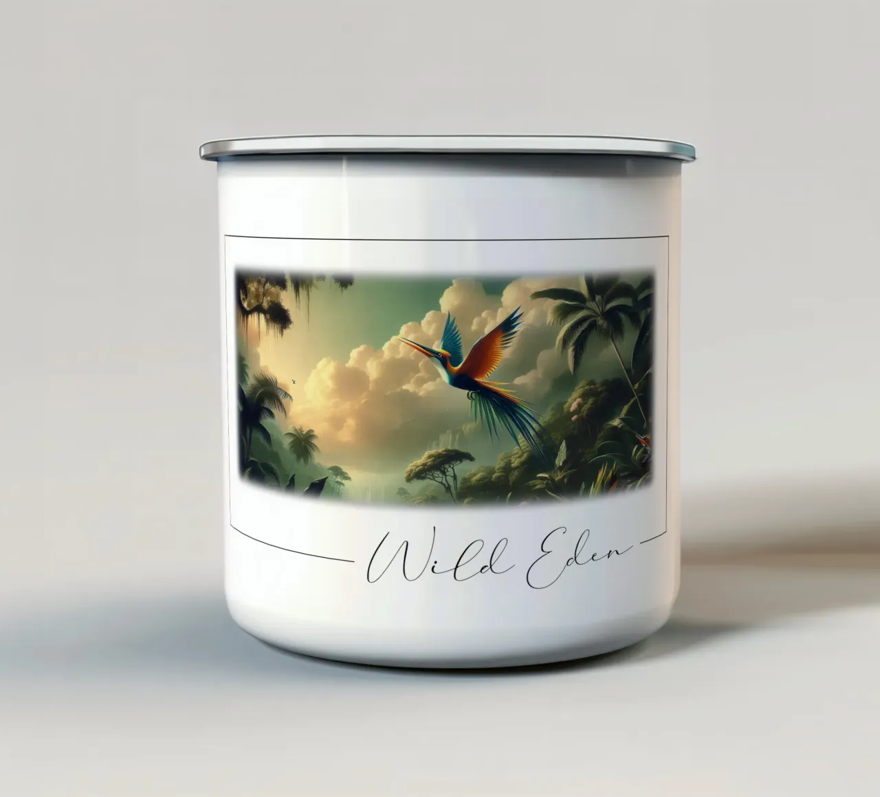 UCCELLO DEL PARADISO tazza in smalto da RUBIANT ART