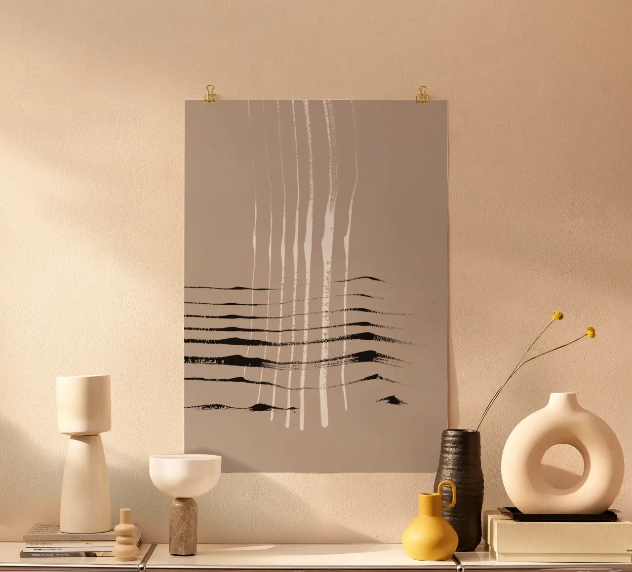 Strokes 12 | Black, White & Neutral Brush Stroke Abstract carta hahnemühle da sabidussi