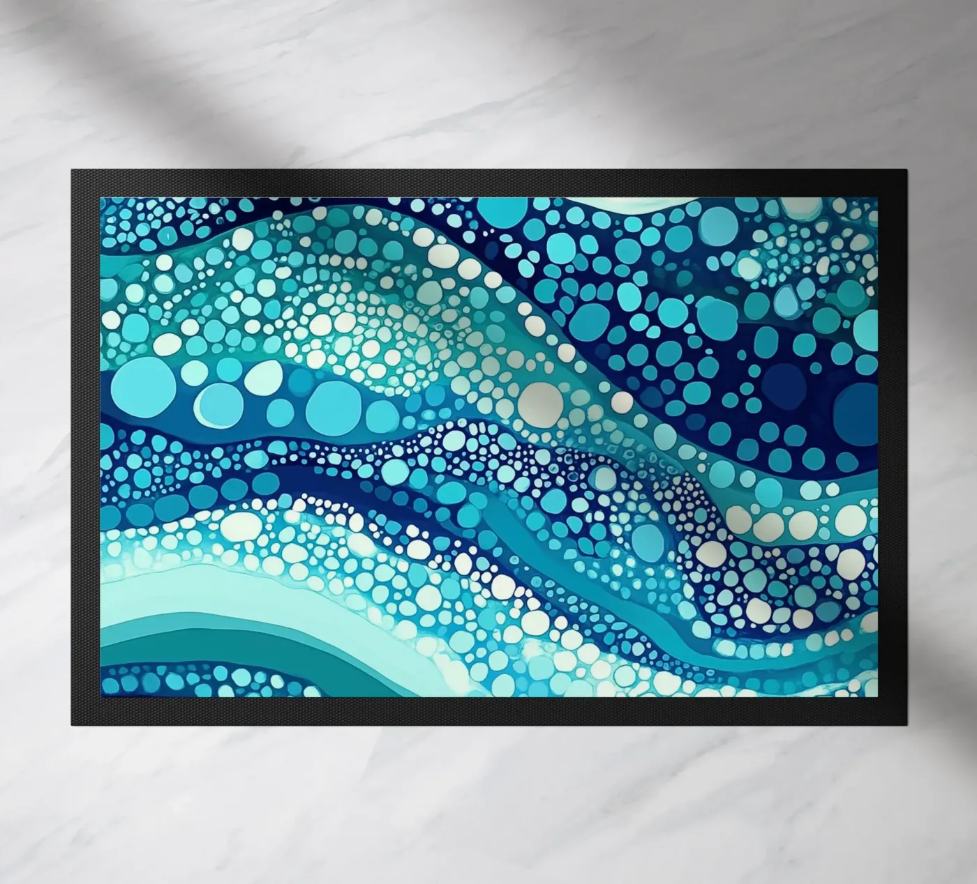 Polka Dot Ocean Waves Pattern doormat by Autofocus