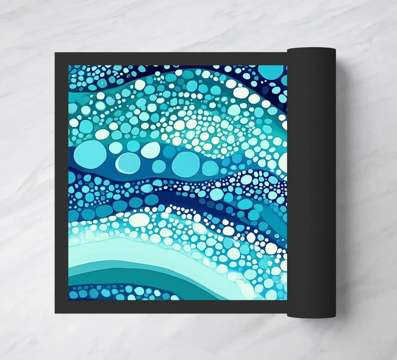 Polka Dot Ocean Waves Pattern doormat by Autofocus