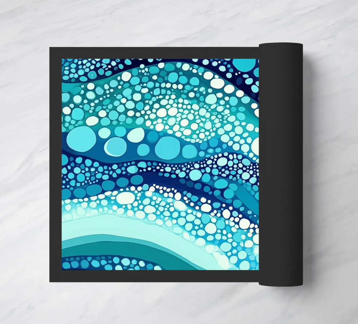 Polka Dot Ocean Waves Pattern doormat by Autofocus