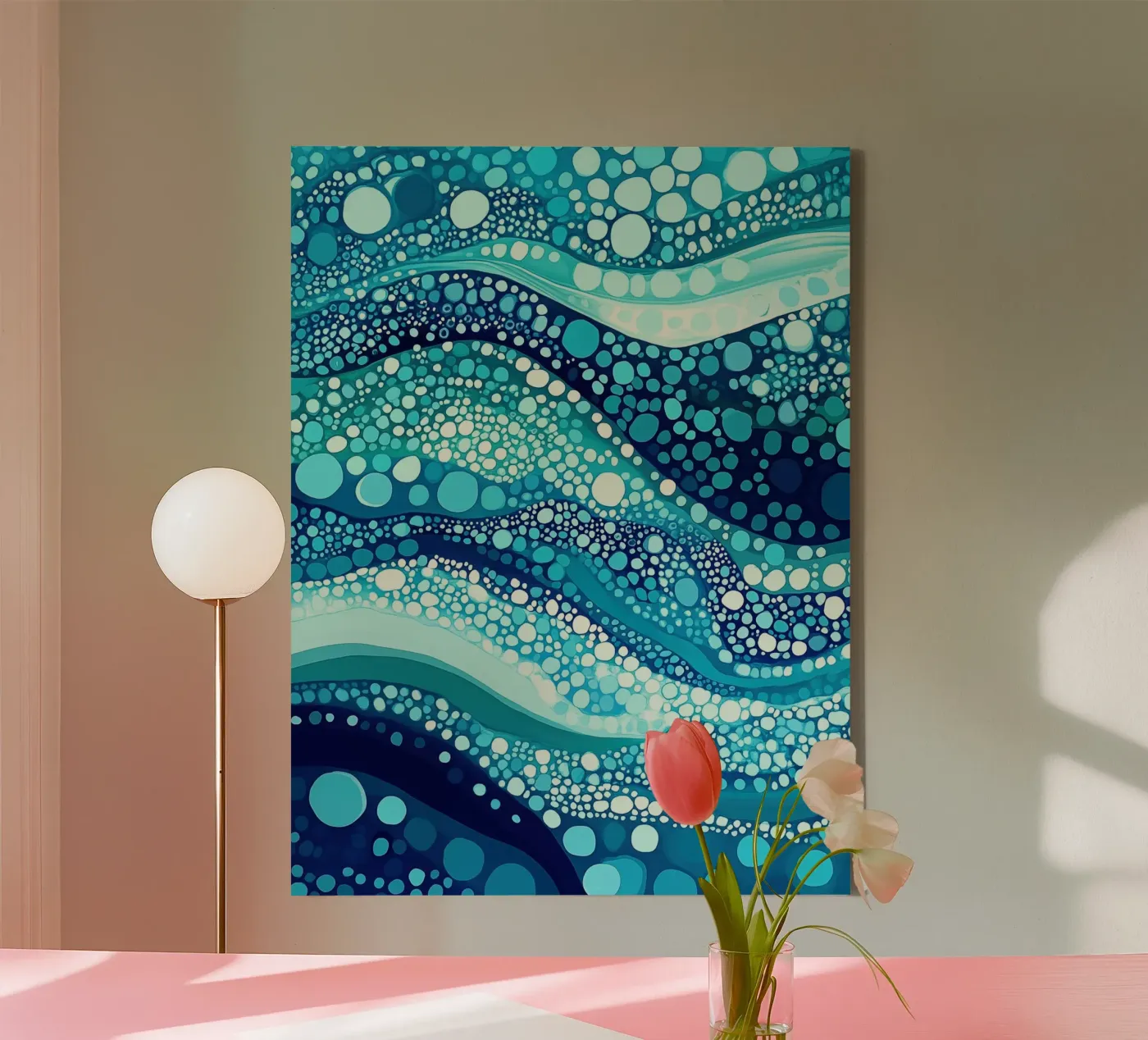 Polka Dot Ocean Waves Pattern canvas by Autofocus