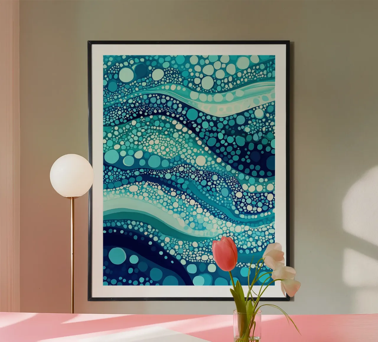 Polka Dot Ocean Waves Pattern poster by Autofocus