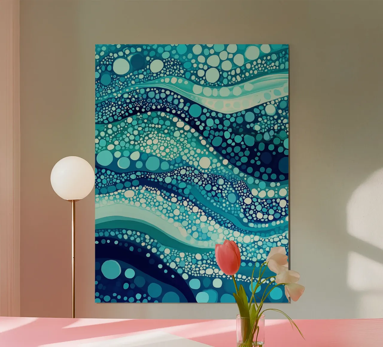 Polka Dot Ocean Waves Pattern poster by Autofocus
