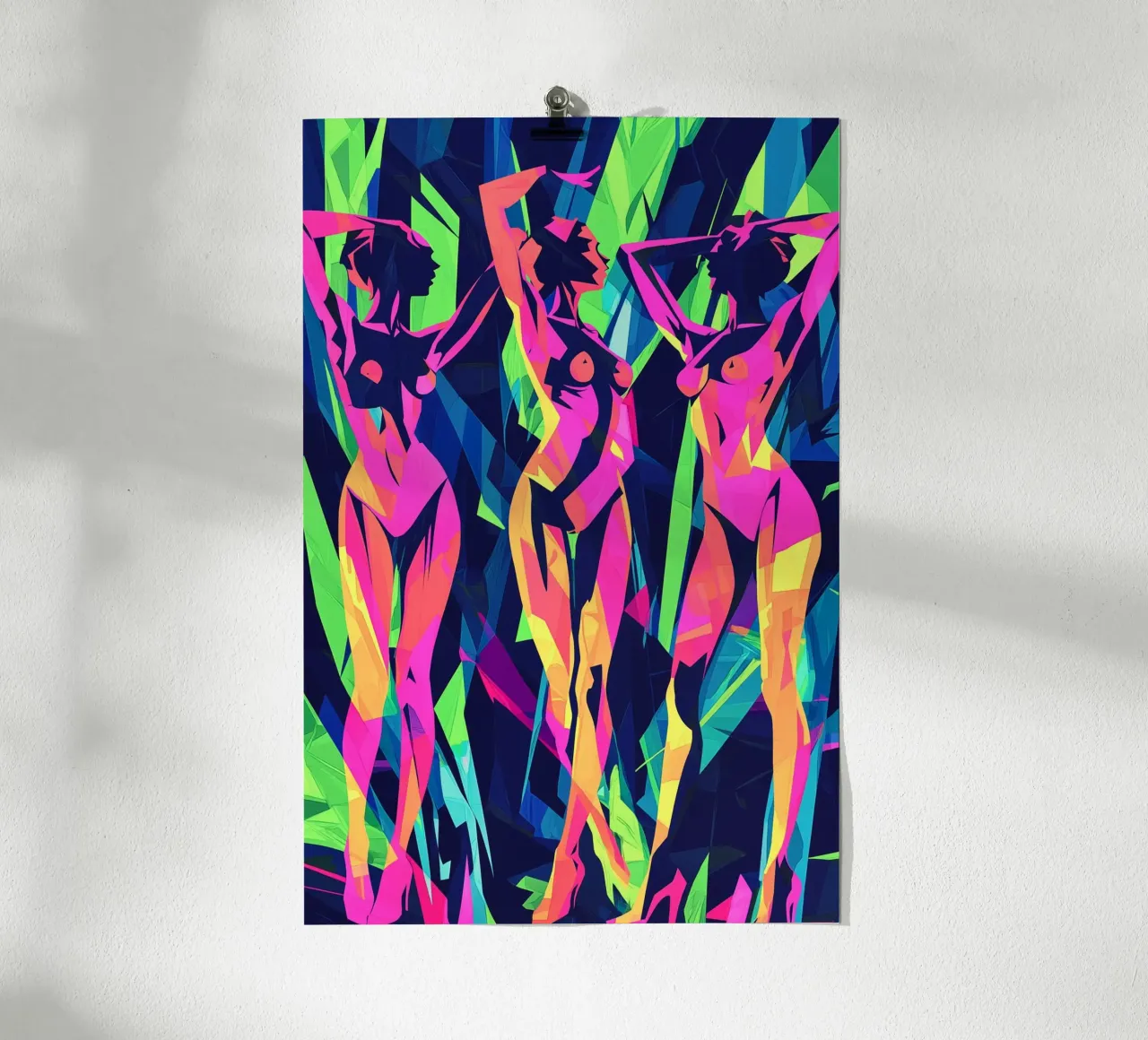 Naked women dancing through the tropical neon night poster by Autofocus