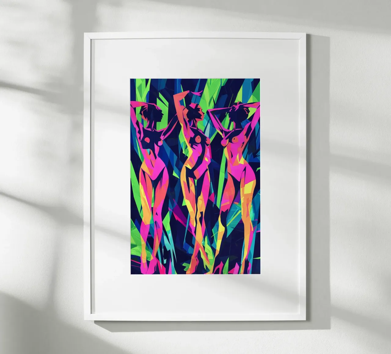 Naked women dancing through the tropical neon night poster by Autofocus