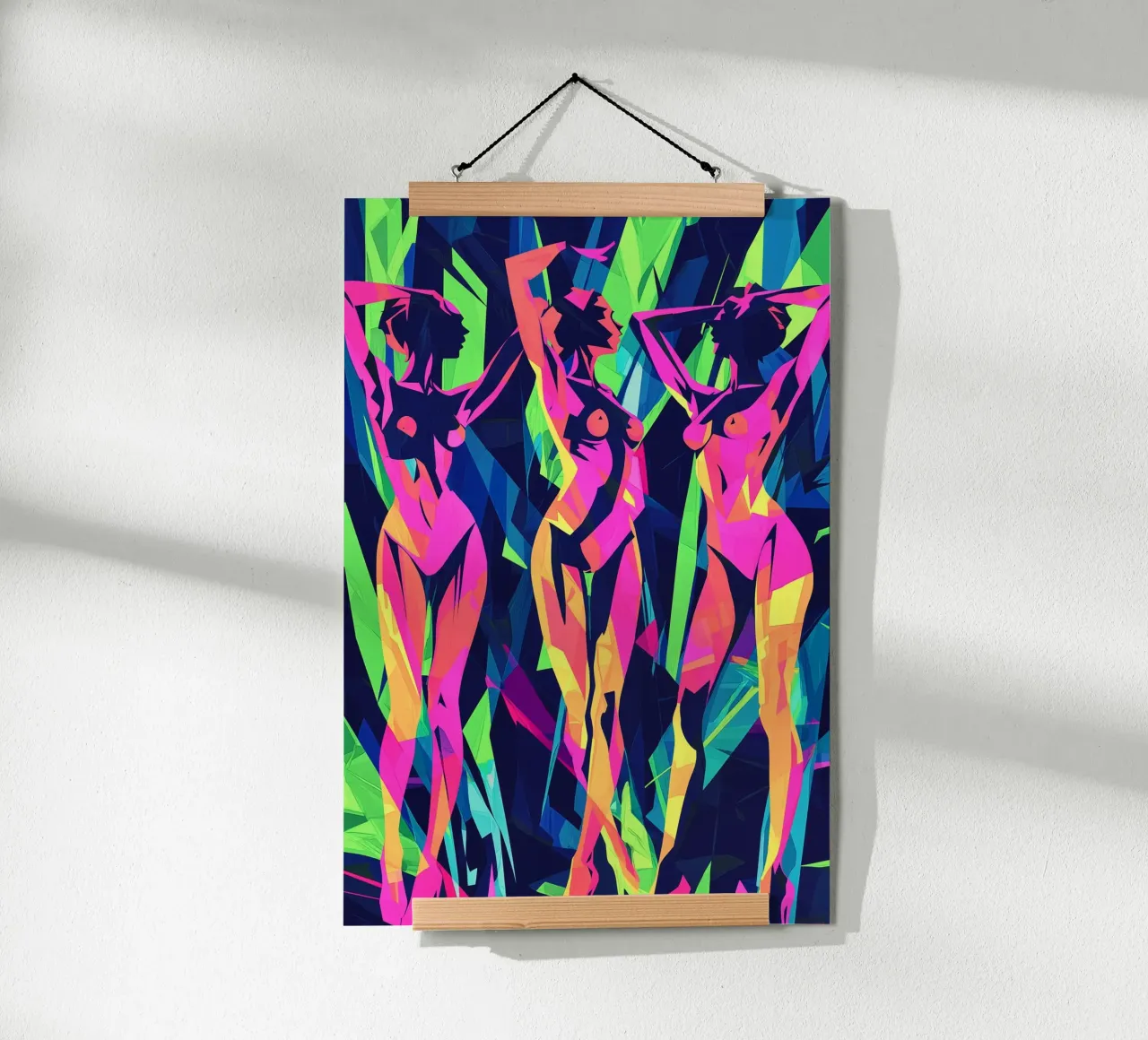Naked women dancing through the tropical neon night poster by Autofocus