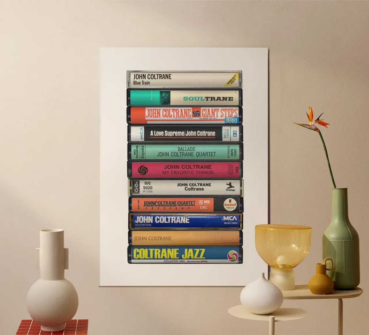 John Coltrane - Album - Musica in cassetta Stampa poster con telaio in plastica da MrMustardPrints