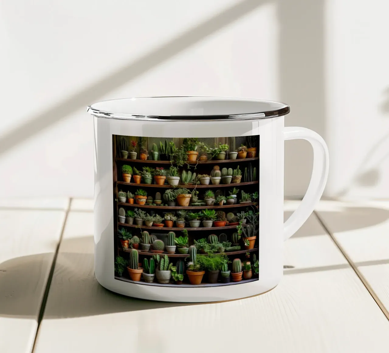 Succulente e cactus arte della natura tazza in smalto da Justyna Jaszke JBJart