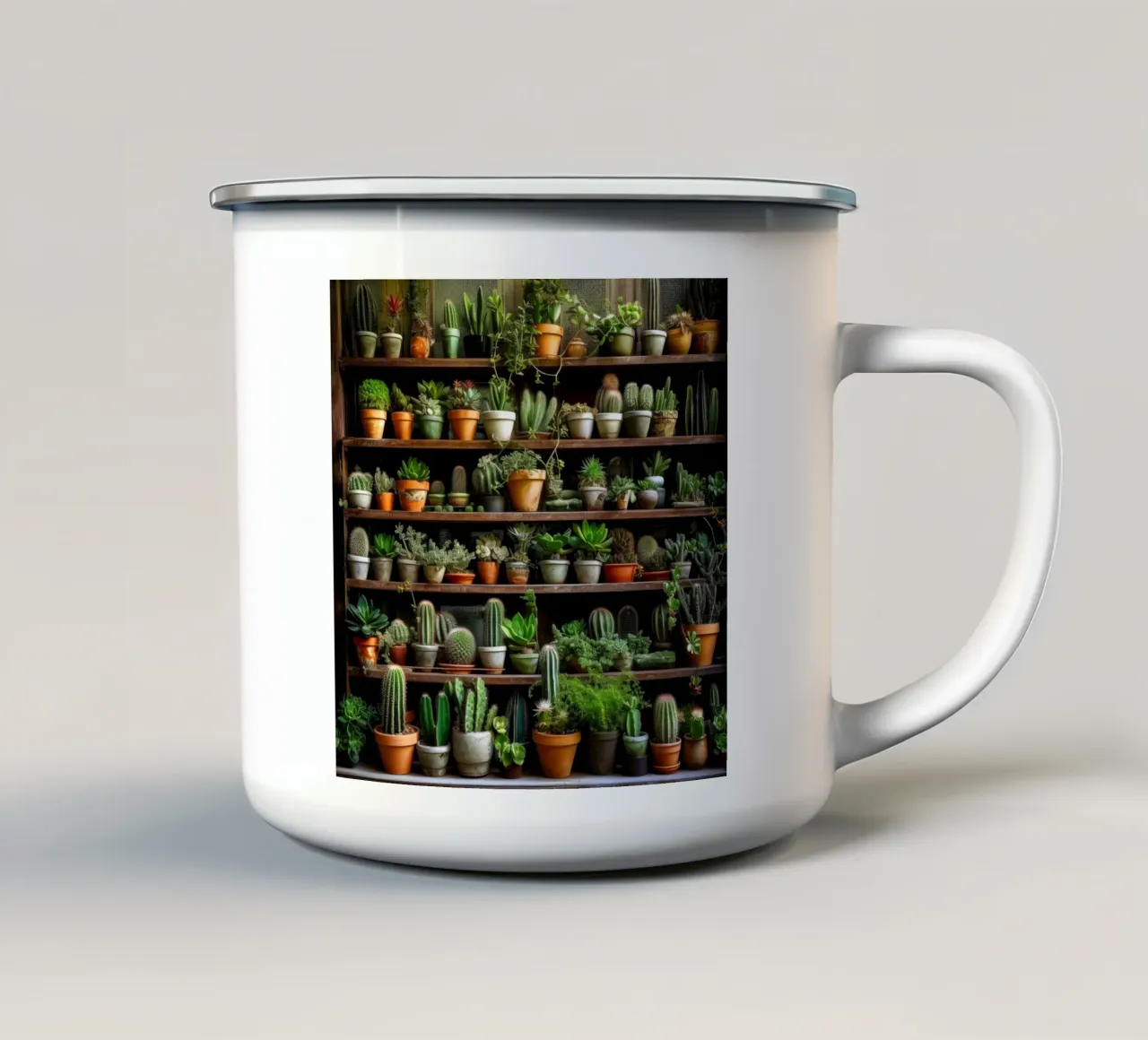 Succulente e cactus arte della natura tazza in smalto da Justyna Jaszke JBJart