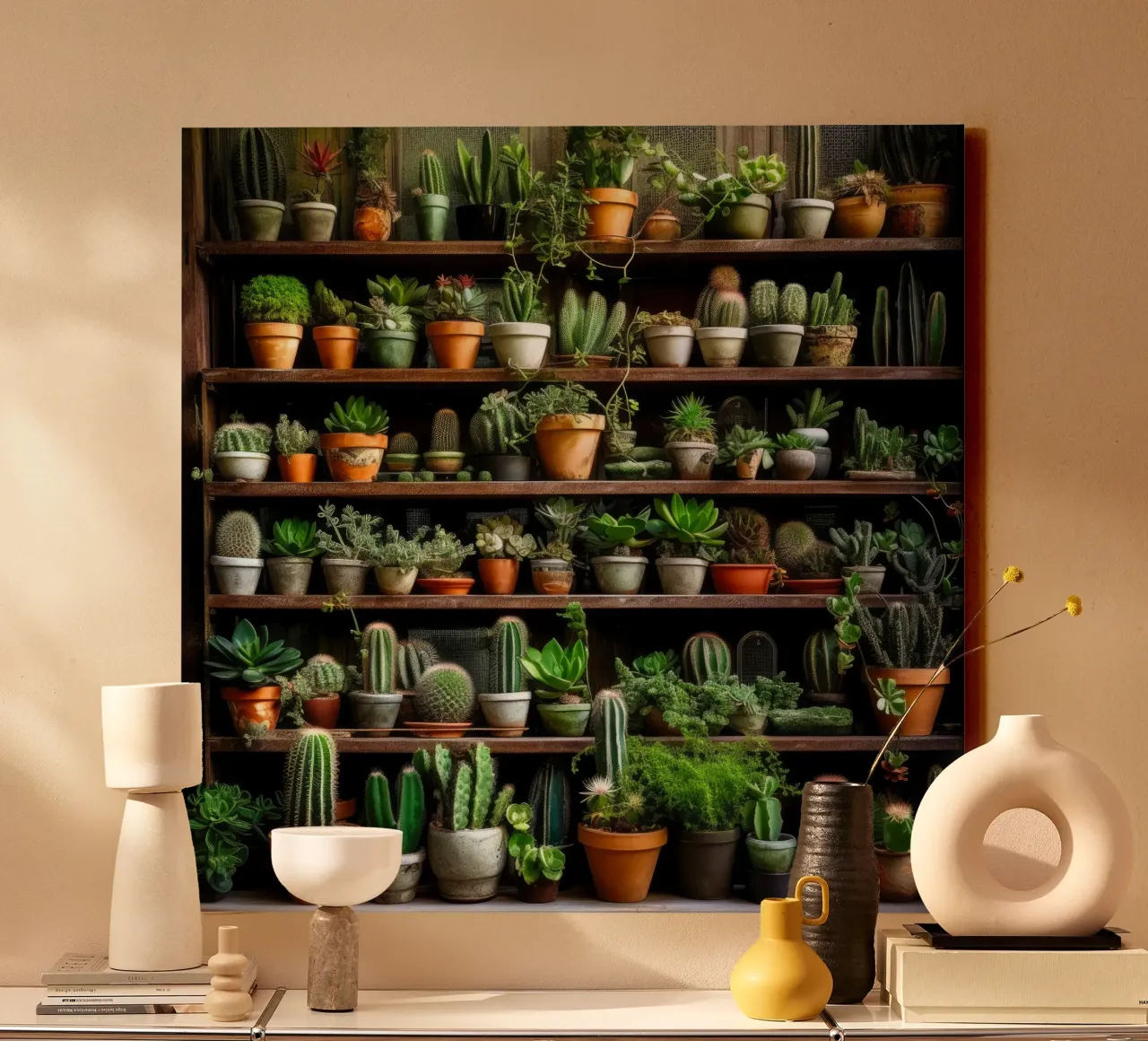 Succulente e cactus arte della natura tela con Cornice a cassetta da Justyna Jaszke JBJart