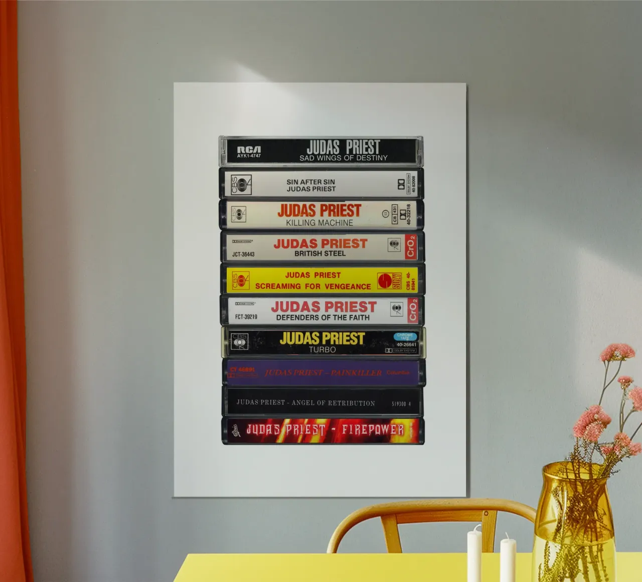 Judas Priest - Album raccolti - Stampa su cassetta poster con telaio in alluminio da MrMustardPrints