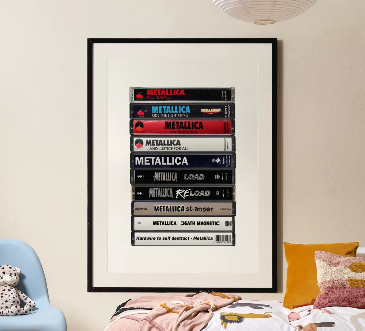 Metallica Albums - Cassette Print poster con telaio in alluminio da MrMustardPrints