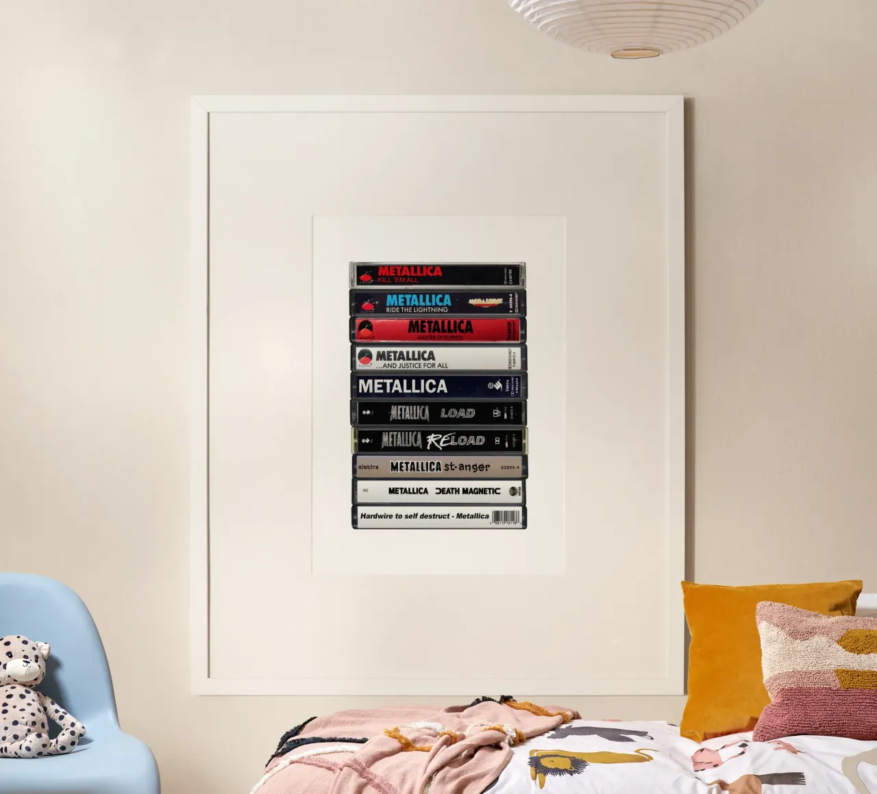 Metallica Albums - Cassette Print poster con telaio in alluminio da MrMustardPrints