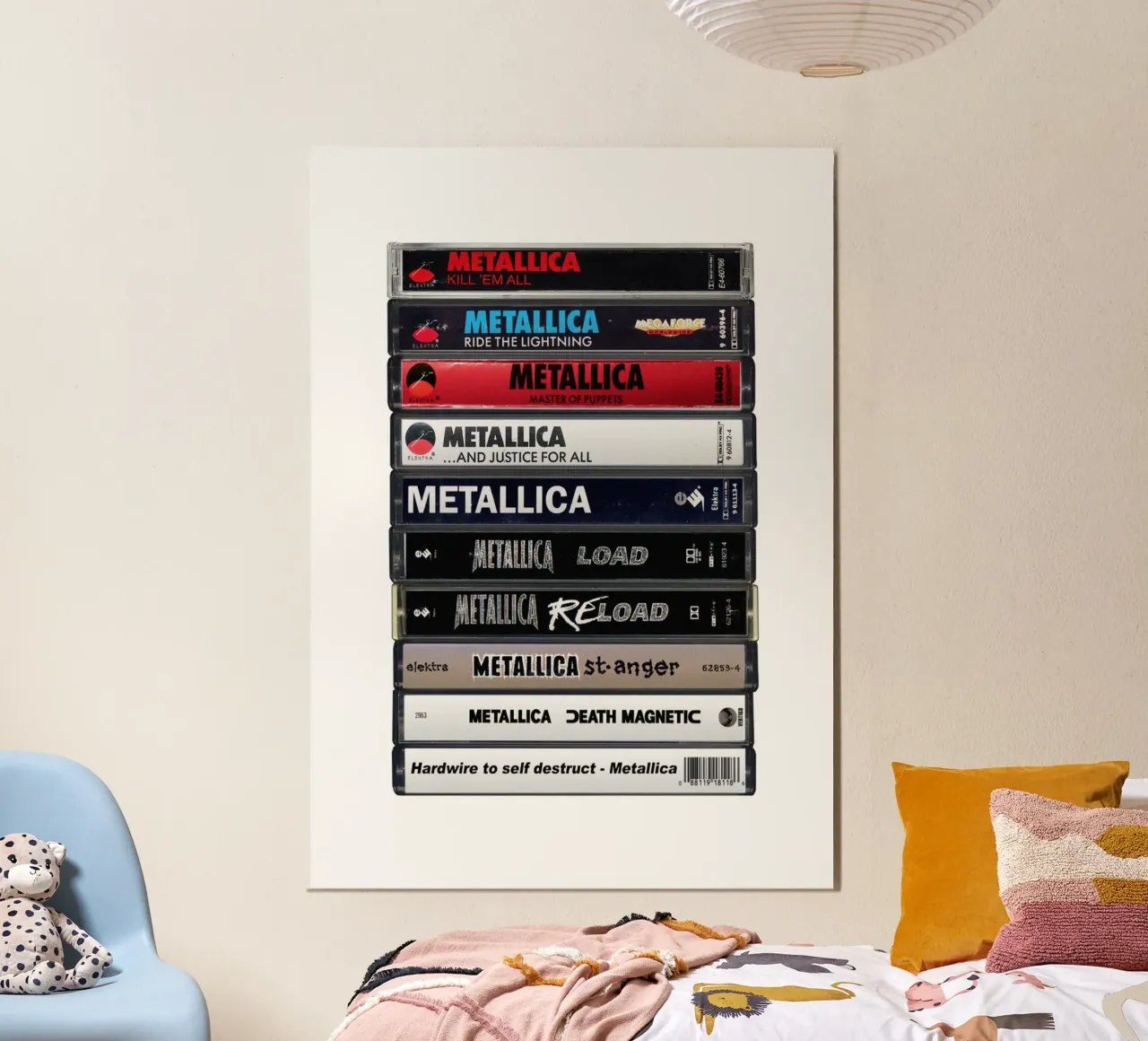 Metallica Albums - Cassette Print poster con telaio in alluminio da MrMustardPrints
