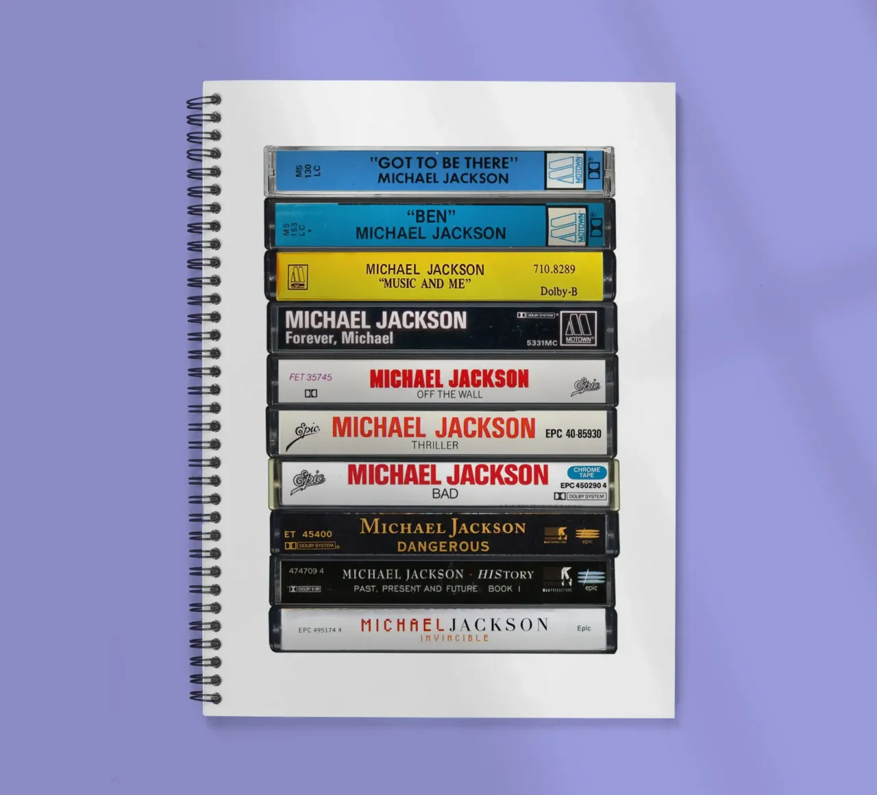 Michael Jackson - Collected Albums - Cassette Print spiral notebook by MrMustardPrints