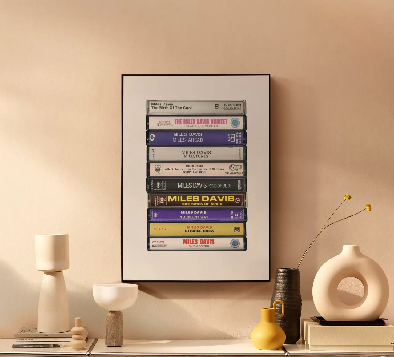 Miles Davis - Collected Albums - Cassette Print alu-dibond by MrMustardPrints