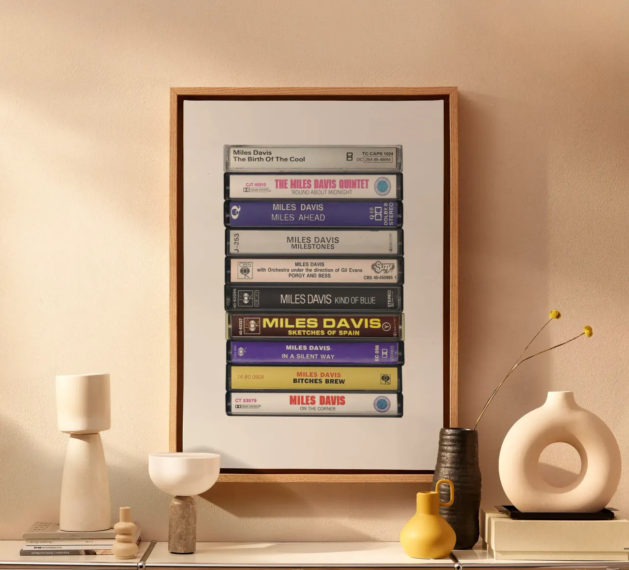 Miles Davis - Collected Albums - Cassette Print canvas with Floater frame by MrMustardPrints