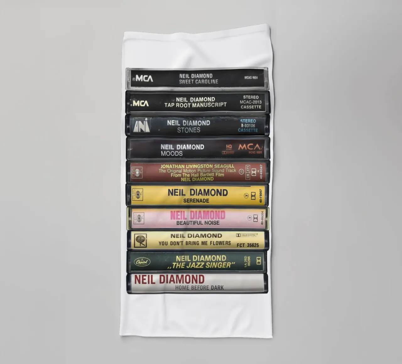 Neil Diamond - Collected Albums - Cassette Print towel by MrMustardPrints