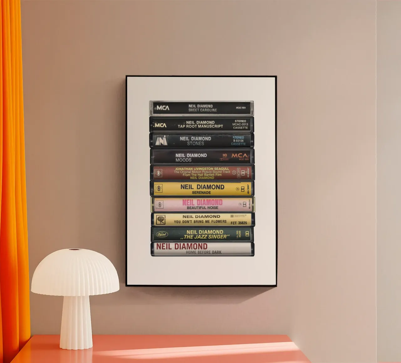 Neil Diamond - Collected Albums - Cassette Print metacrilato de MrMustardPrints