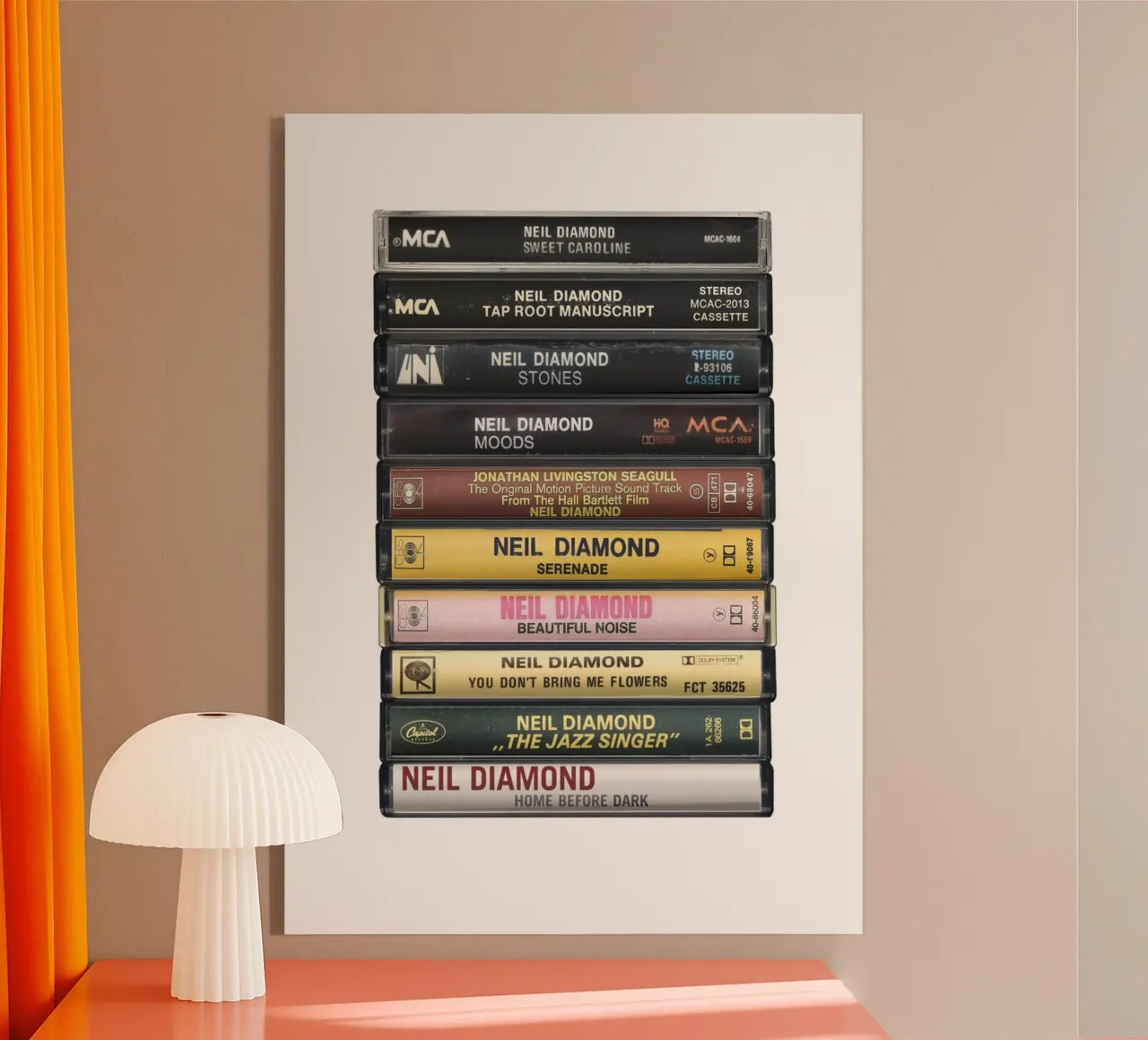 Neil Diamond - Collected Albums - Cassette Print metacrilato de MrMustardPrints