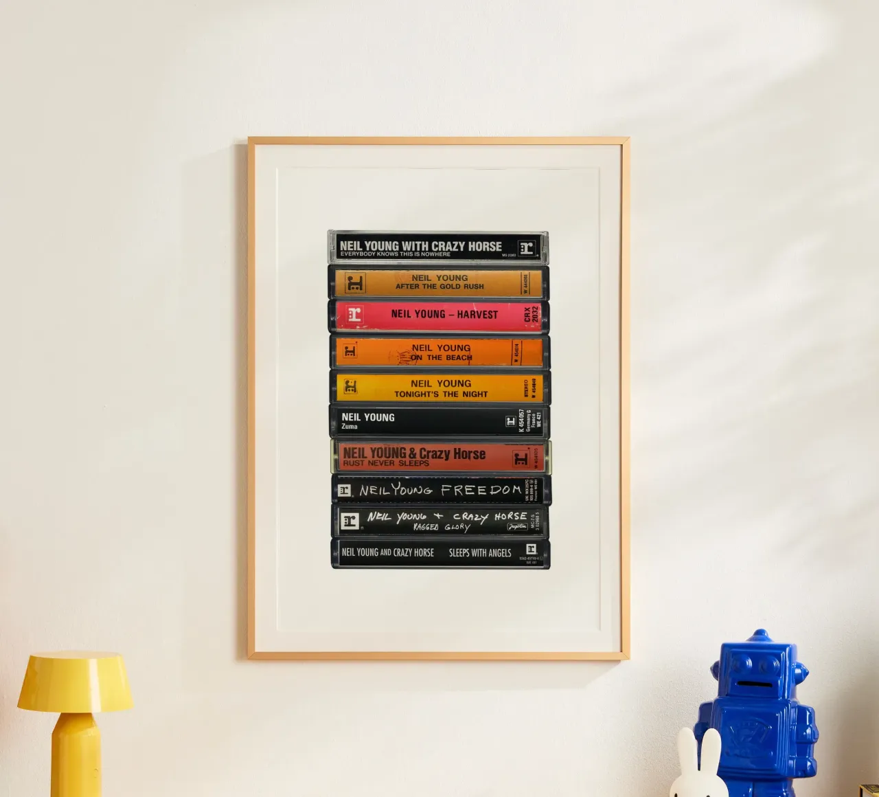 Neil Young - Album raccolti - Stampa su cassetta poster con telaio in plastica da MrMustardPrints