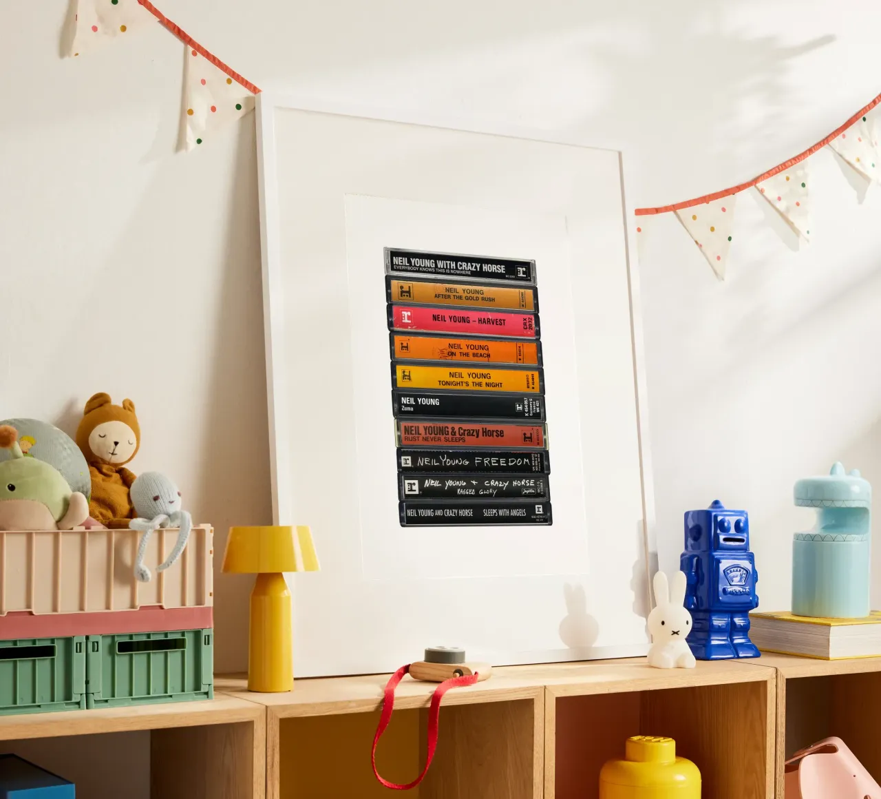 Neil Young - Album raccolti - Stampa su cassetta poster con telaio in plastica da MrMustardPrints