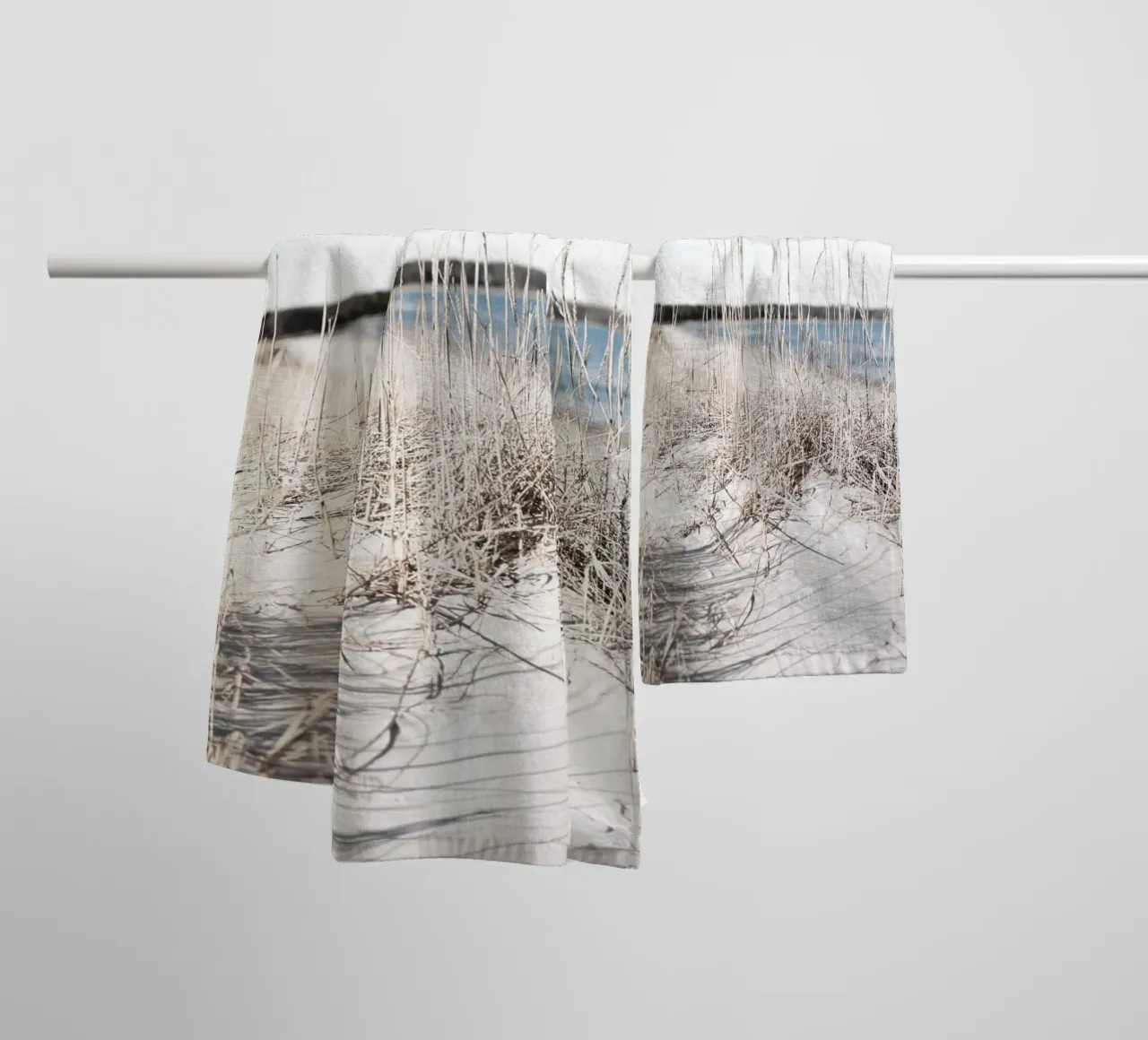 Nordic beach tranquillity - natural coastal landscape towel by Whole©