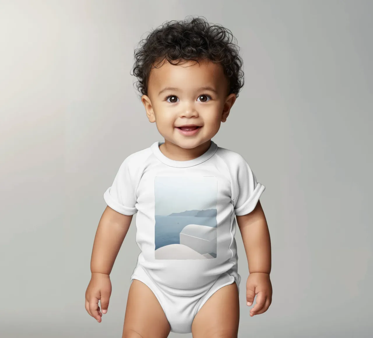Design con vista sul mare Egeo - pace e spazio body neonato maniche corte da Whole©