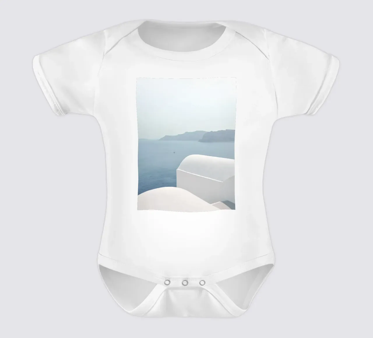 Design con vista sul mare Egeo - pace e spazio body neonato maniche corte da Whole©