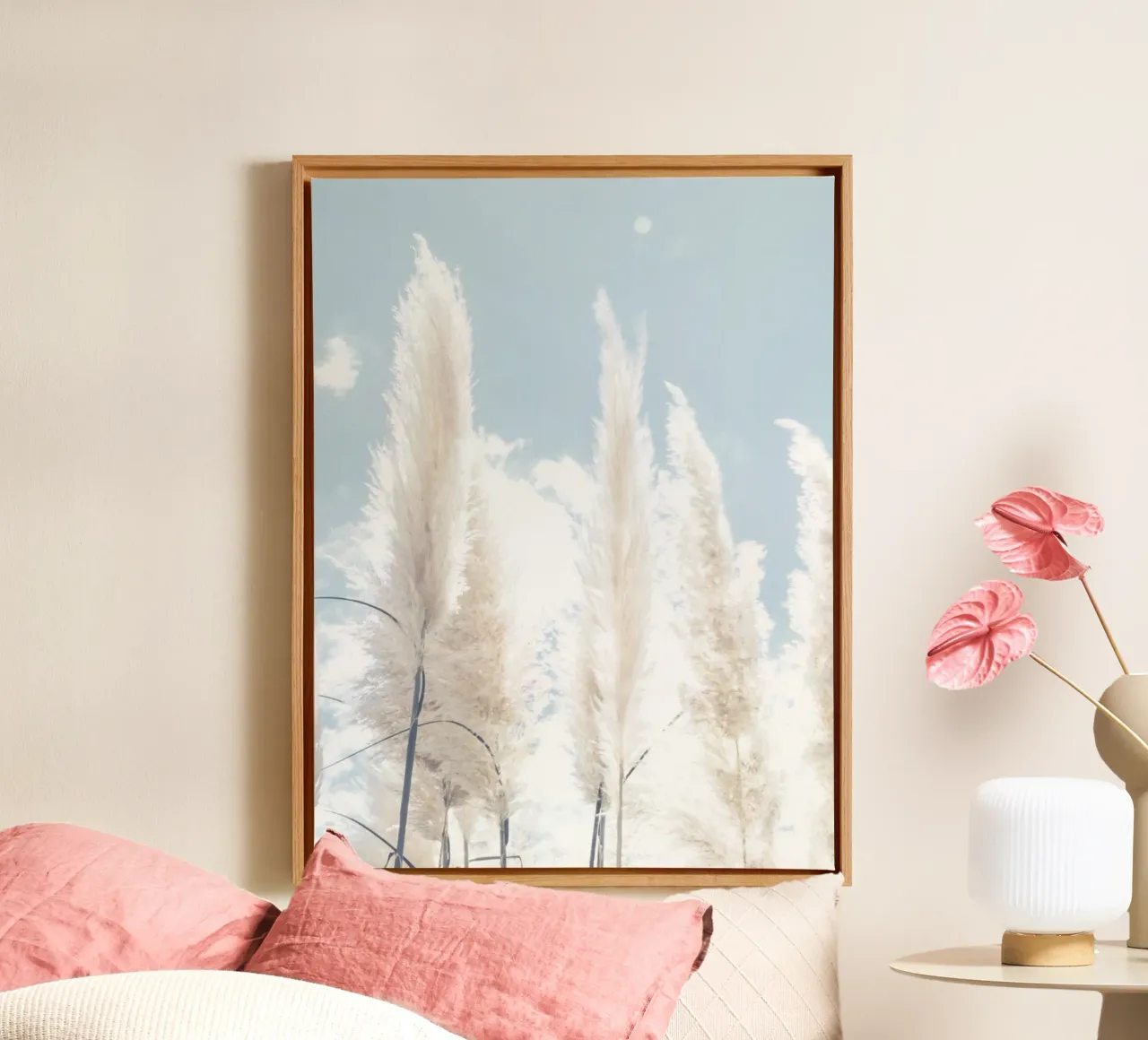 Delicaat pampagras - natuurlijk ontwerp in boho-stijl canvas met Baklijst van Whole©
