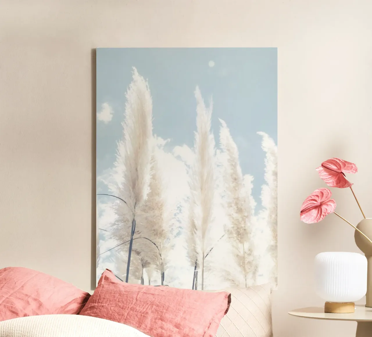 Delicaat pampagras - natuurlijk ontwerp in boho-stijl canvas met Baklijst van Whole©