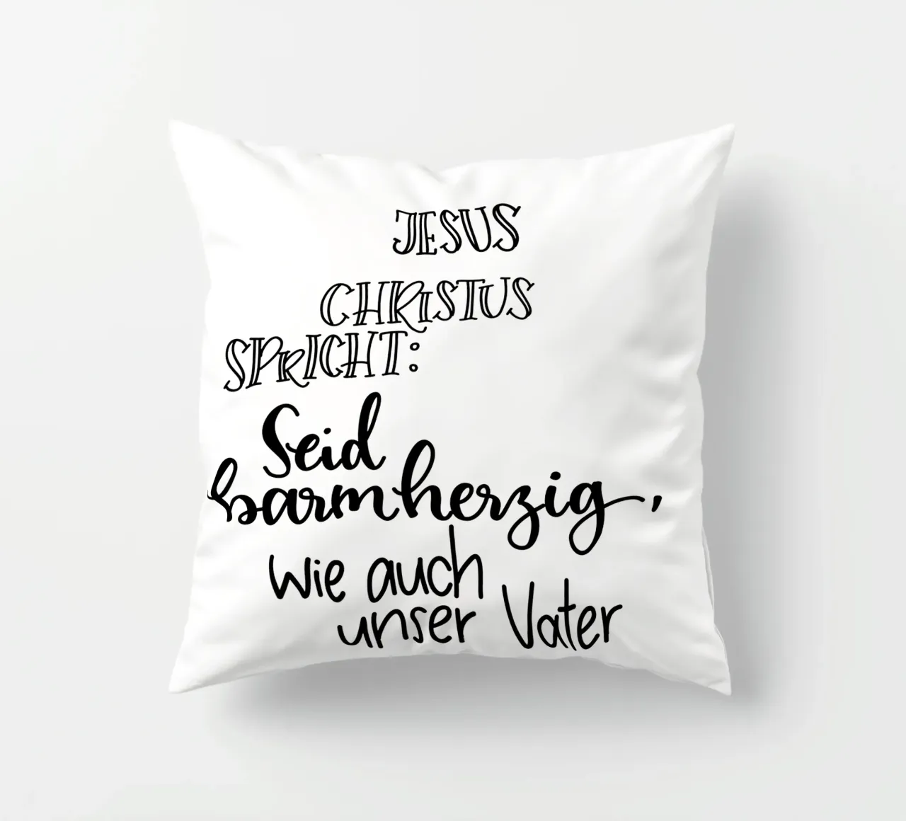 Seid barmherzig decorative cushion by Letters of Love