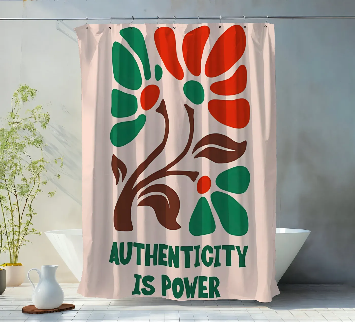 Fioritura autentica tenda da doccia da inspirational quote