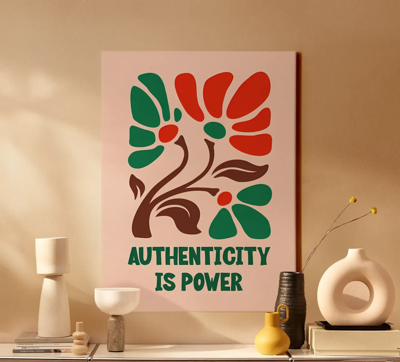 Authentieke bloei canvas met Baklijst van inspirational quote