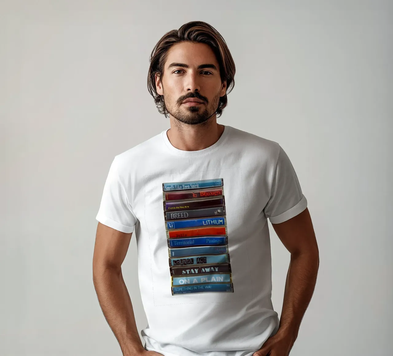 Nirvana - Nevermind - Stampa cassetta musicale t-shirt da MrMustardPrints