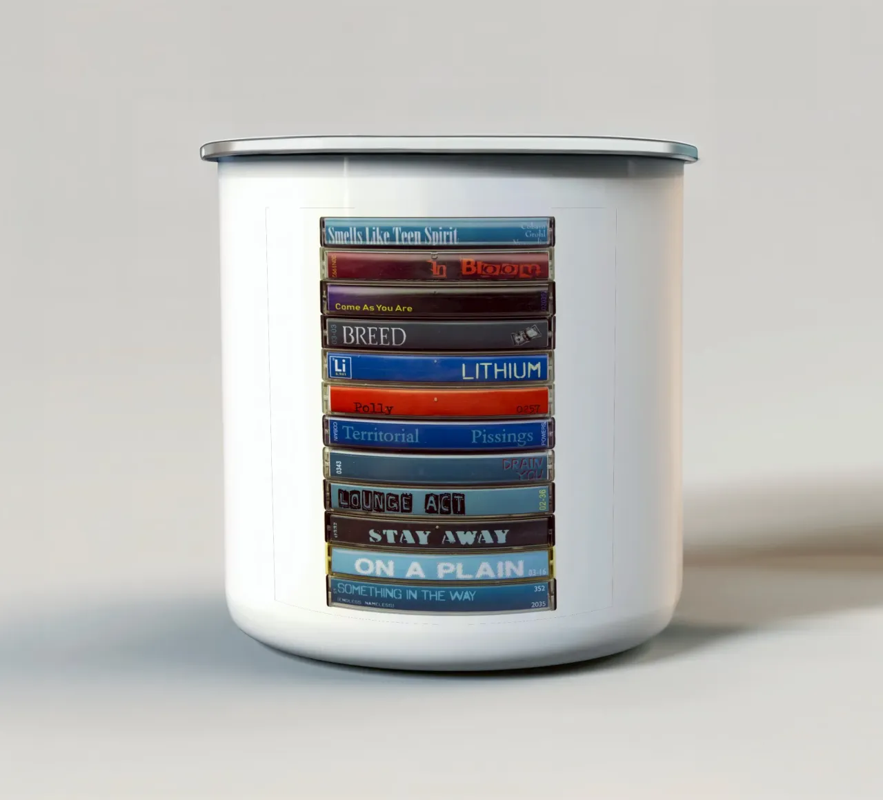 Nirvana - Nevermind - Stampa cassetta musicale tazza in smalto da MrMustardPrints