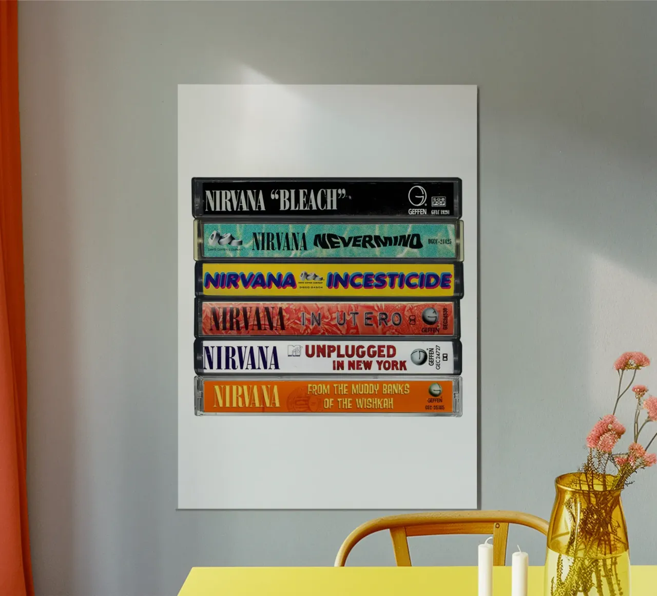 Nirvana - Album raccolti - Stampa musicassetta poster da MrMustardPrints