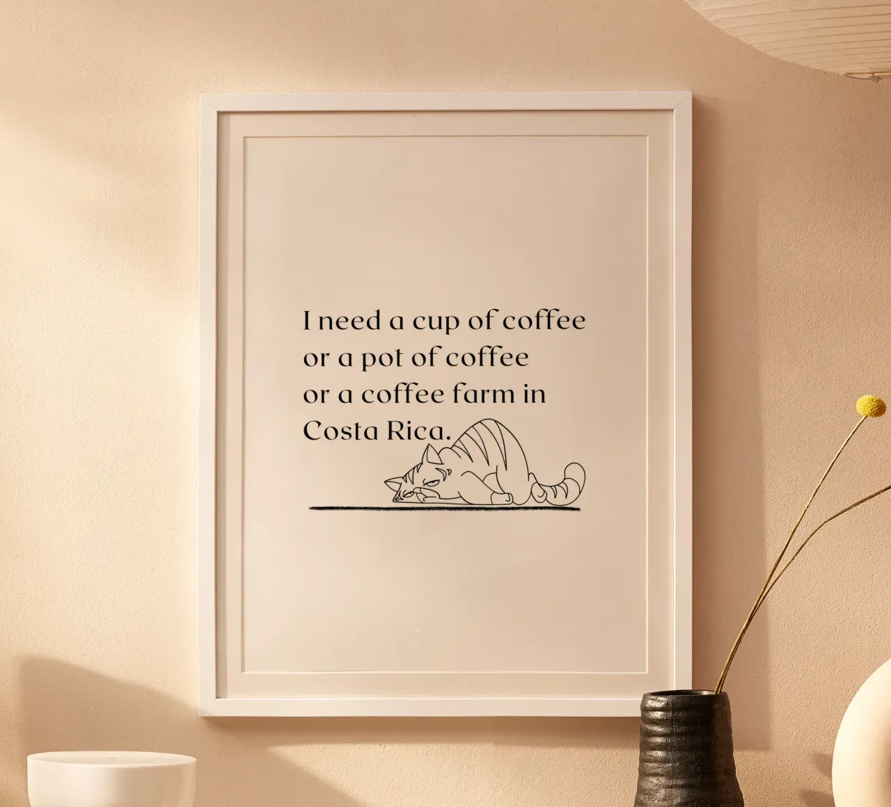 I need a cup of coffee... - Cat poster con marco de aluminio de ArtDesign by KBK