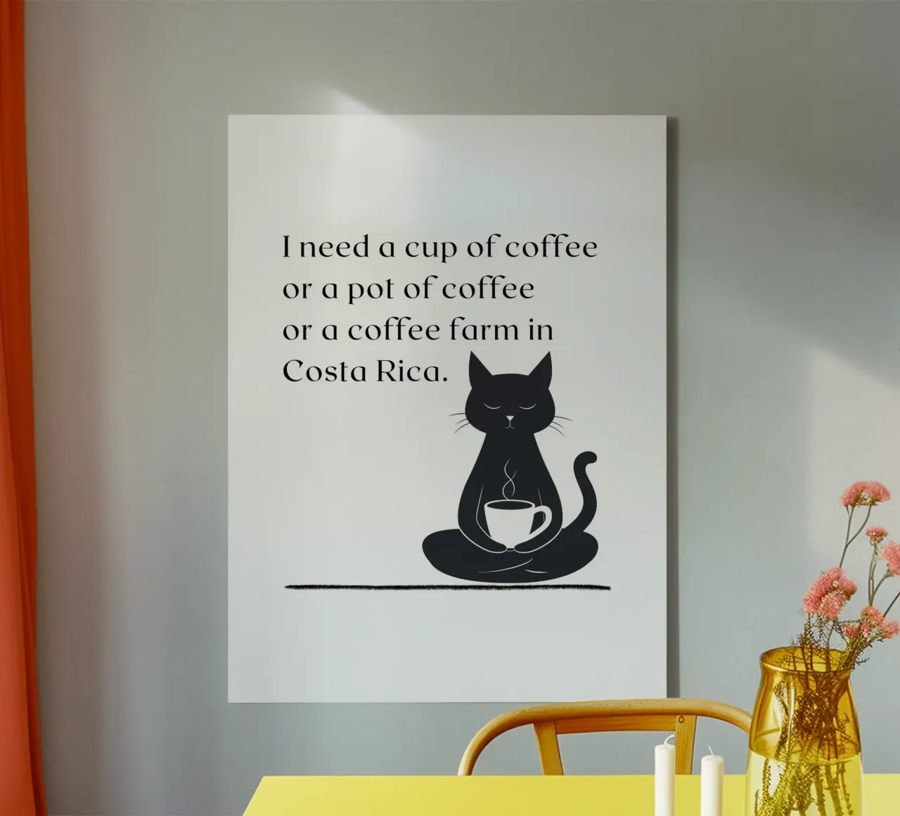 I need a cup of coffee... - Black Cat tela con Cornice a cassetta da ArtDesign by KBK