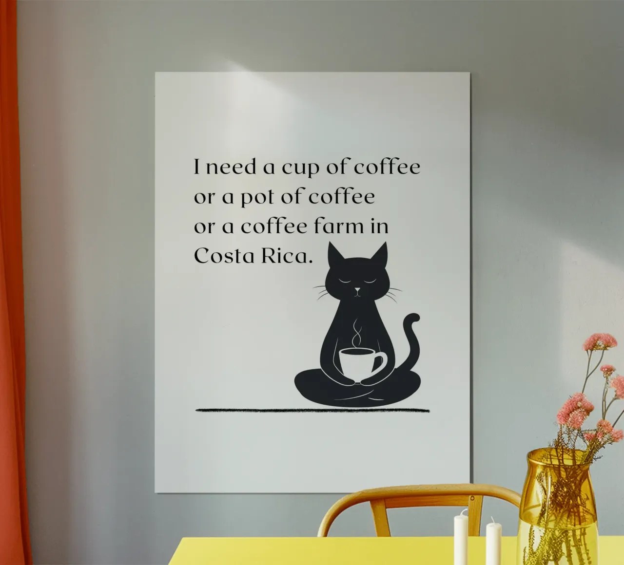 I need a cup of coffee... - Black Cat poster con telaio in alluminio da ArtDesign by KBK