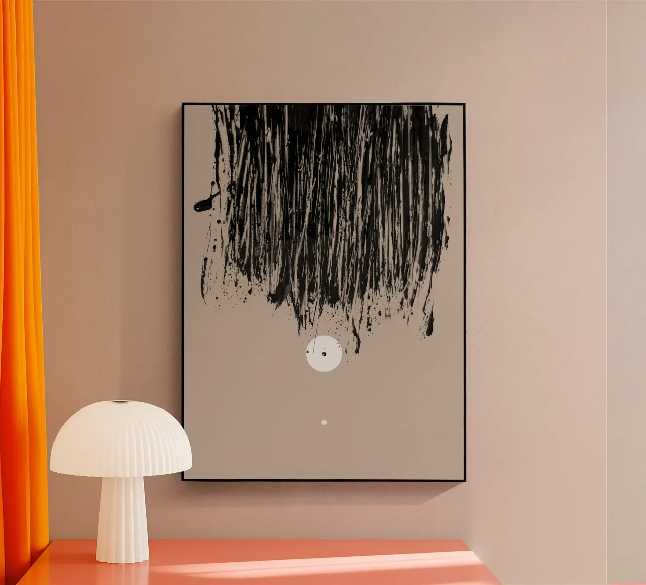 Two White Dots and Black Ink | Minimalist Abstract plexiglass da sabidussi