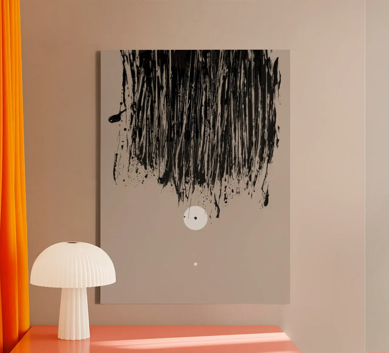 Two White Dots and Black Ink | Minimalist Abstract tela da sabidussi