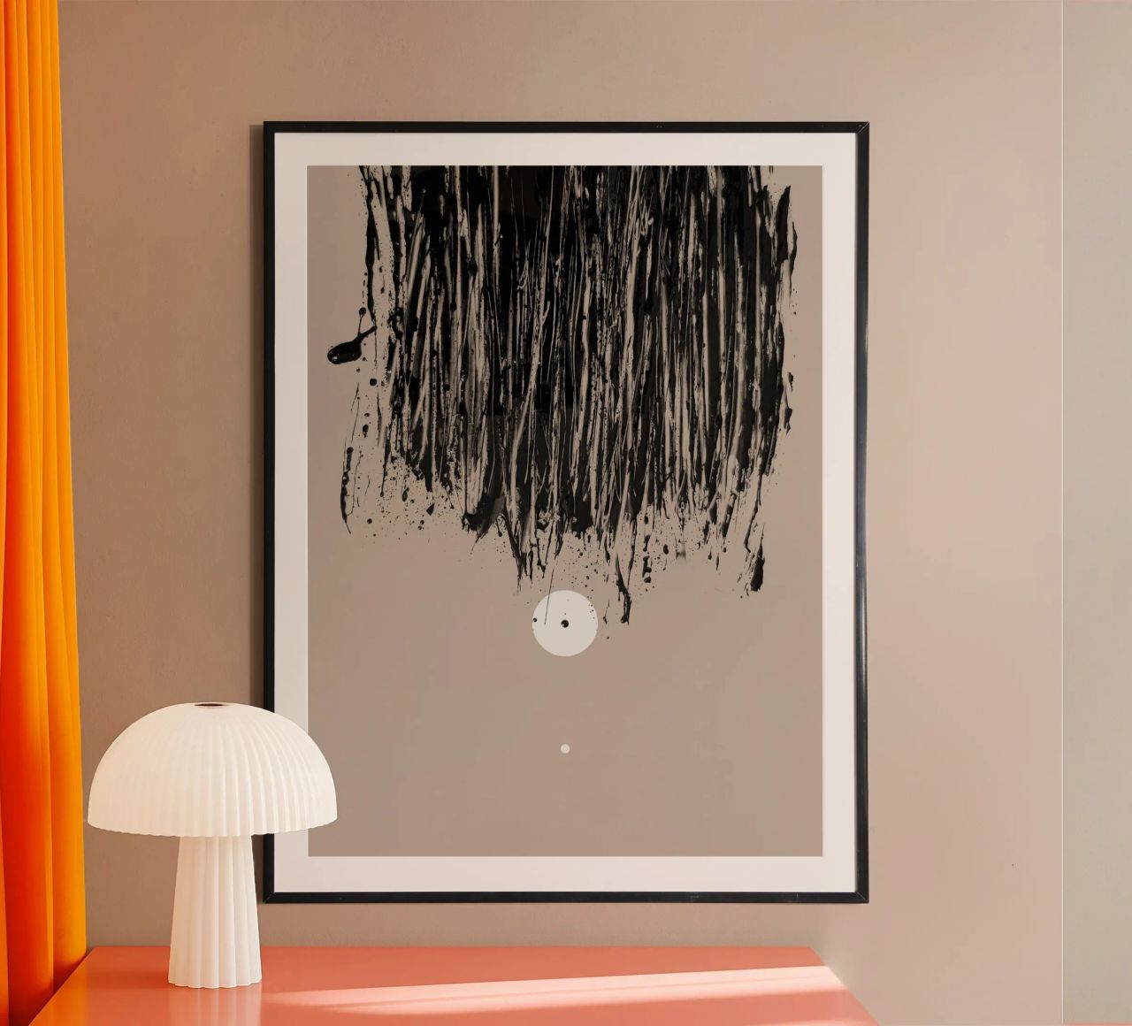 Two White Dots and Black Ink | Minimalist Abstract poster da sabidussi